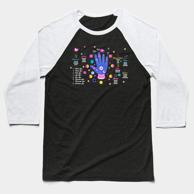 Palmistry Hand Baseball T-Shirt by Golden Eagle Design Studio